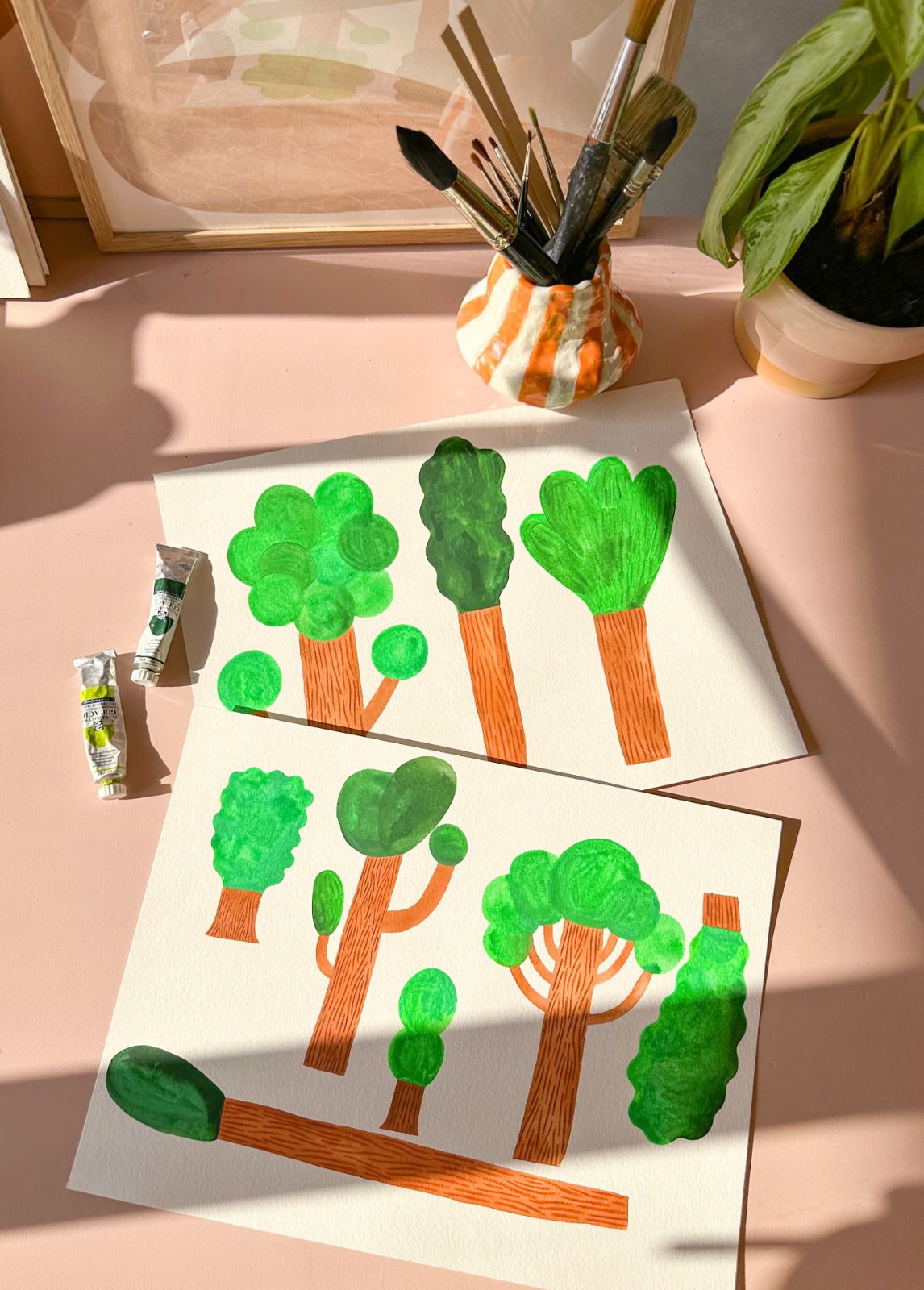 Kinderbehang Meet me at the Wall - Trees - Sky Blue - Aniek Bartels