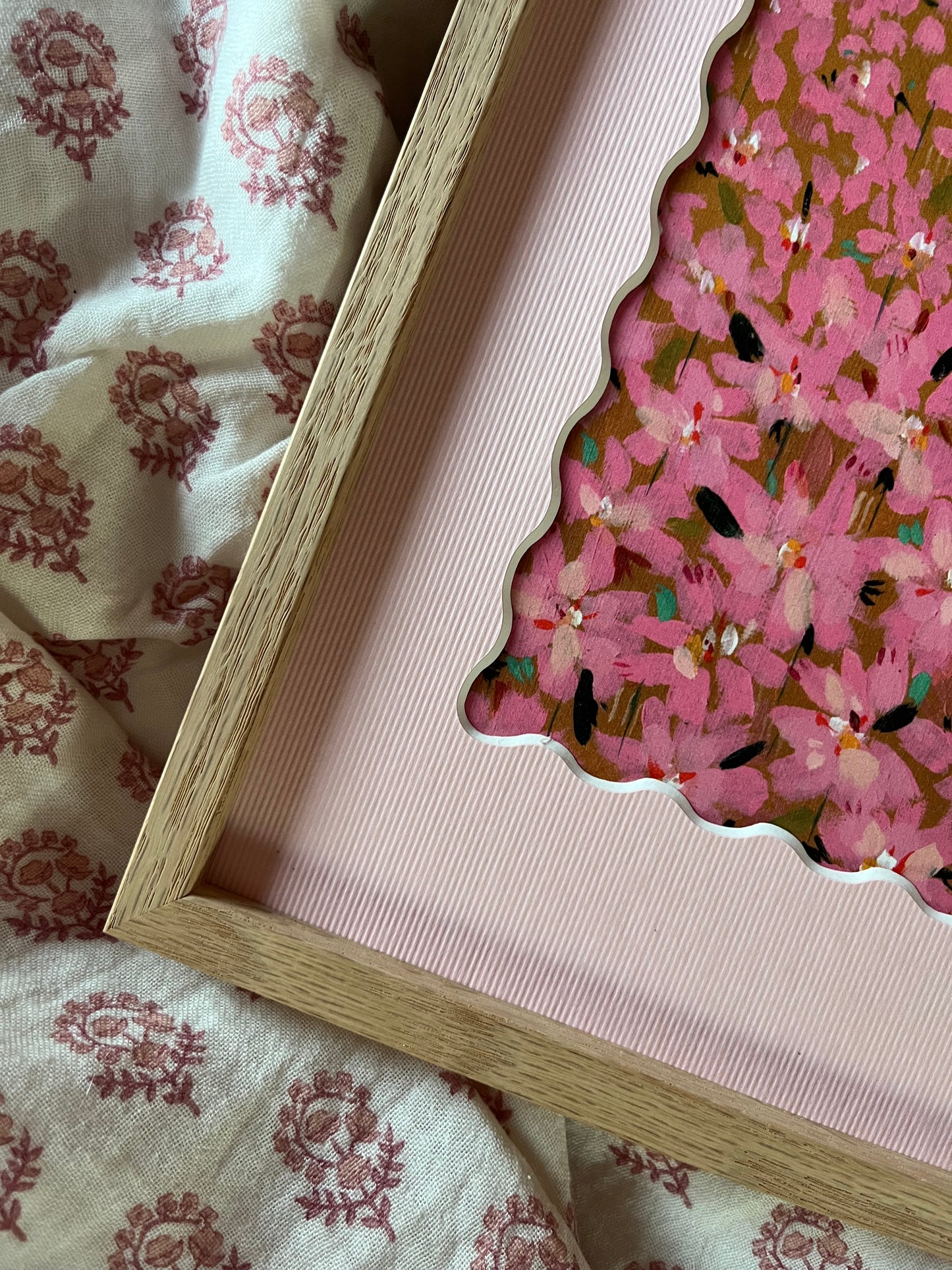 Flower Landscape met eiken lijst / passe partout - Joëlle Wehkamp
