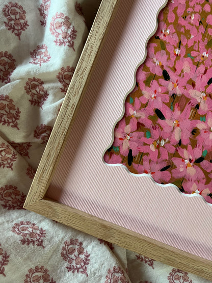 Flower Landscape met eiken lijst / passe partout - Joëlle Wehkamp