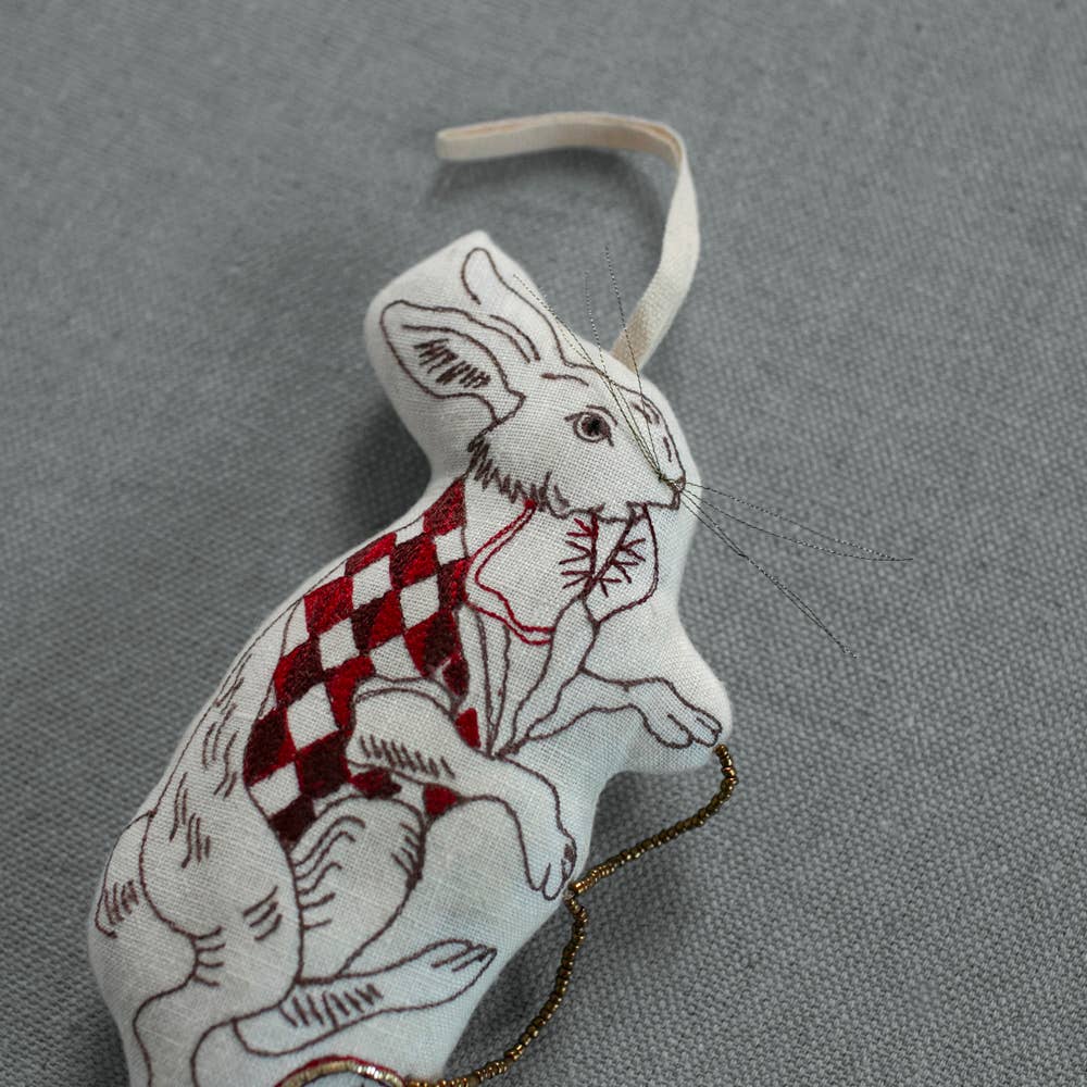Haas, konijn, katoenen ornament