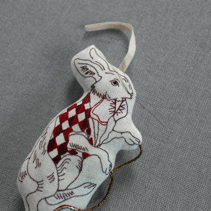 Haas, konijn, katoenen ornament
