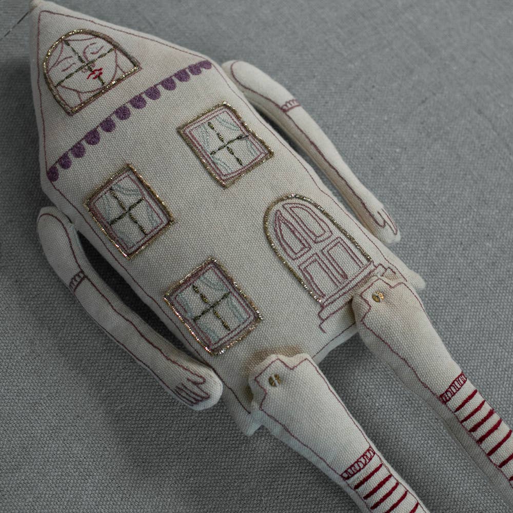 Poppenhuis, Katoenen Wandkleed, Geborduurd