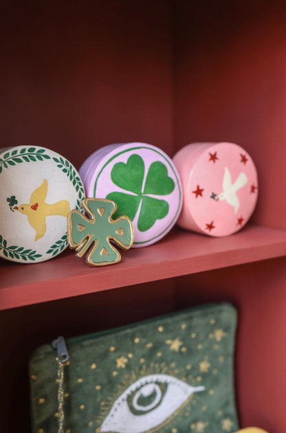 Deurknop messing lucky klaver