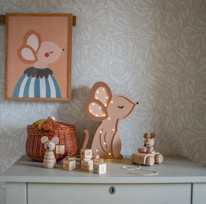 roomGAGA houten muis lamp handgemaakt duurzaam kinderkamer nachtlampje