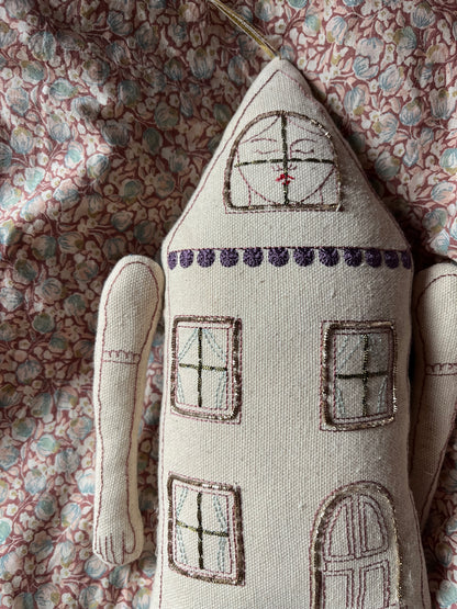 Poppenhuis, Katoenen Wandkleed, Geborduurd