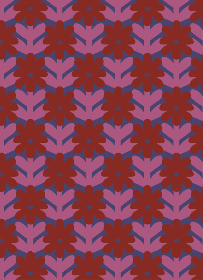 Behang Atelier Chien Vintage bloemen roze blauw
