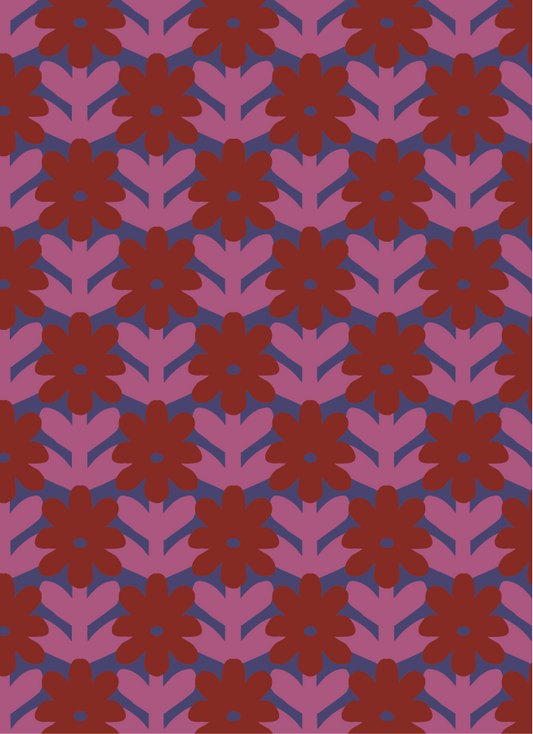 Behang Atelier Chien Vintage bloemen roze blauw