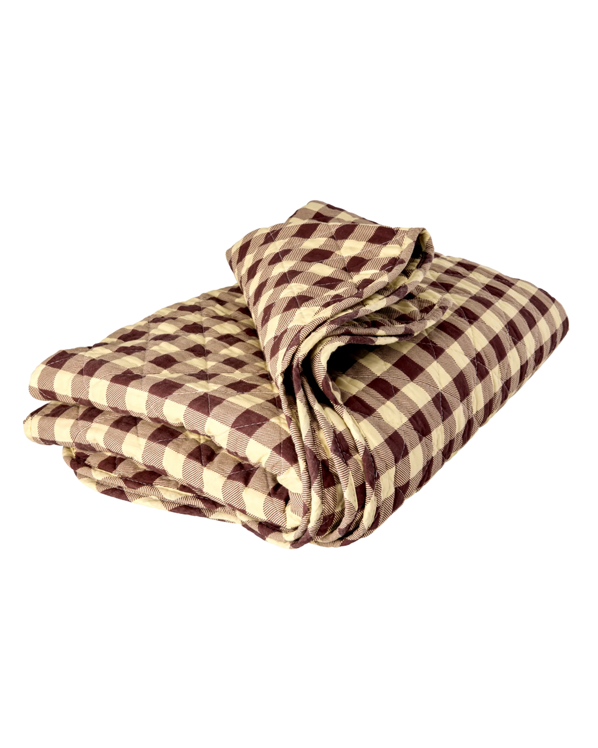 Rice gewatteerde katoenen plaid Check Me Out bruin met ruitjesprint