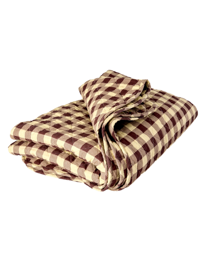 Rice gewatteerde katoenen plaid Check Me Out bruin met ruitjesprint