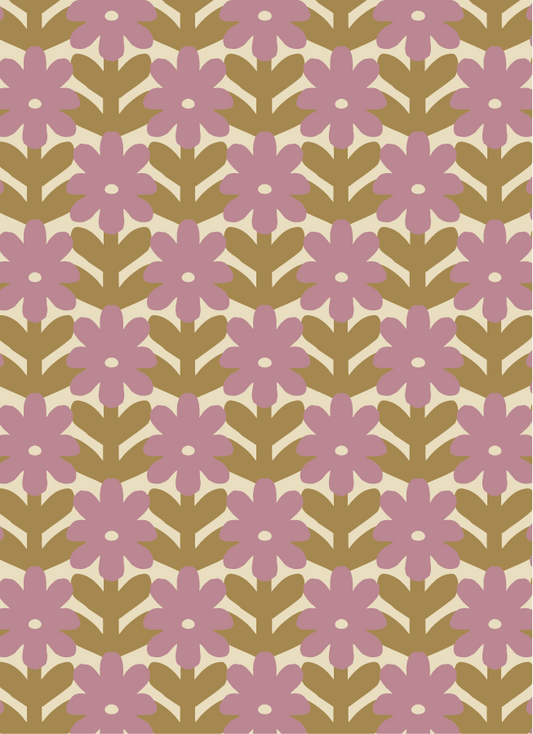 Behang Atelier Chien Vintage Bloemen lila