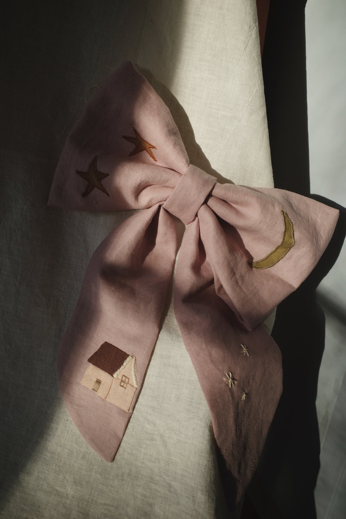 Linnen " het Kleijne droomhuis" strik