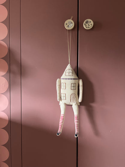 Poppenhuis, Katoenen Wandkleed, Geborduurd
