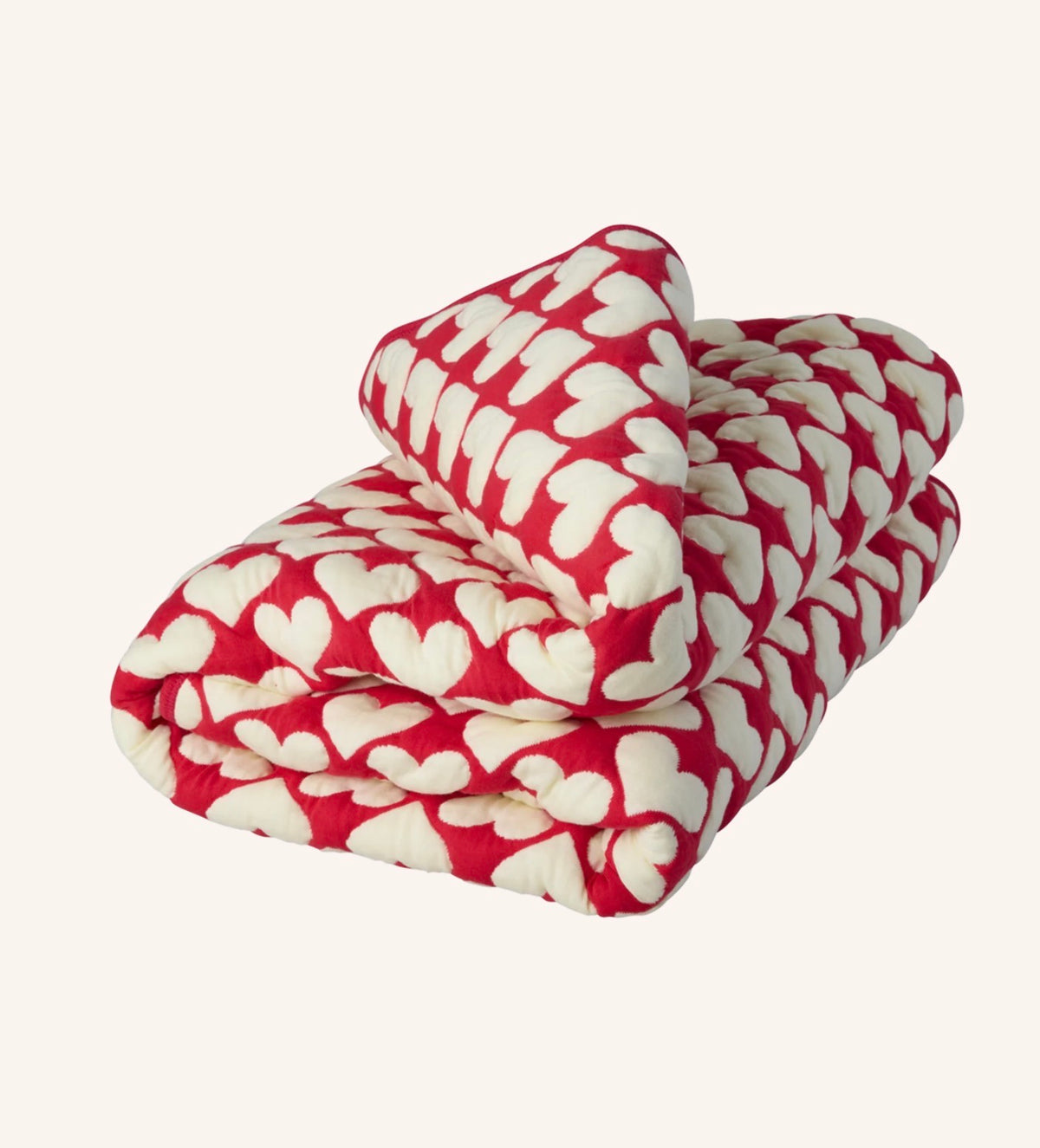 Rice - Katoenen kinderdeken Hartjes rood en crème