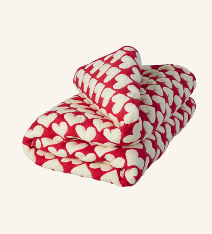 Rice - Katoenen kinderdeken Hartjes rood en crème