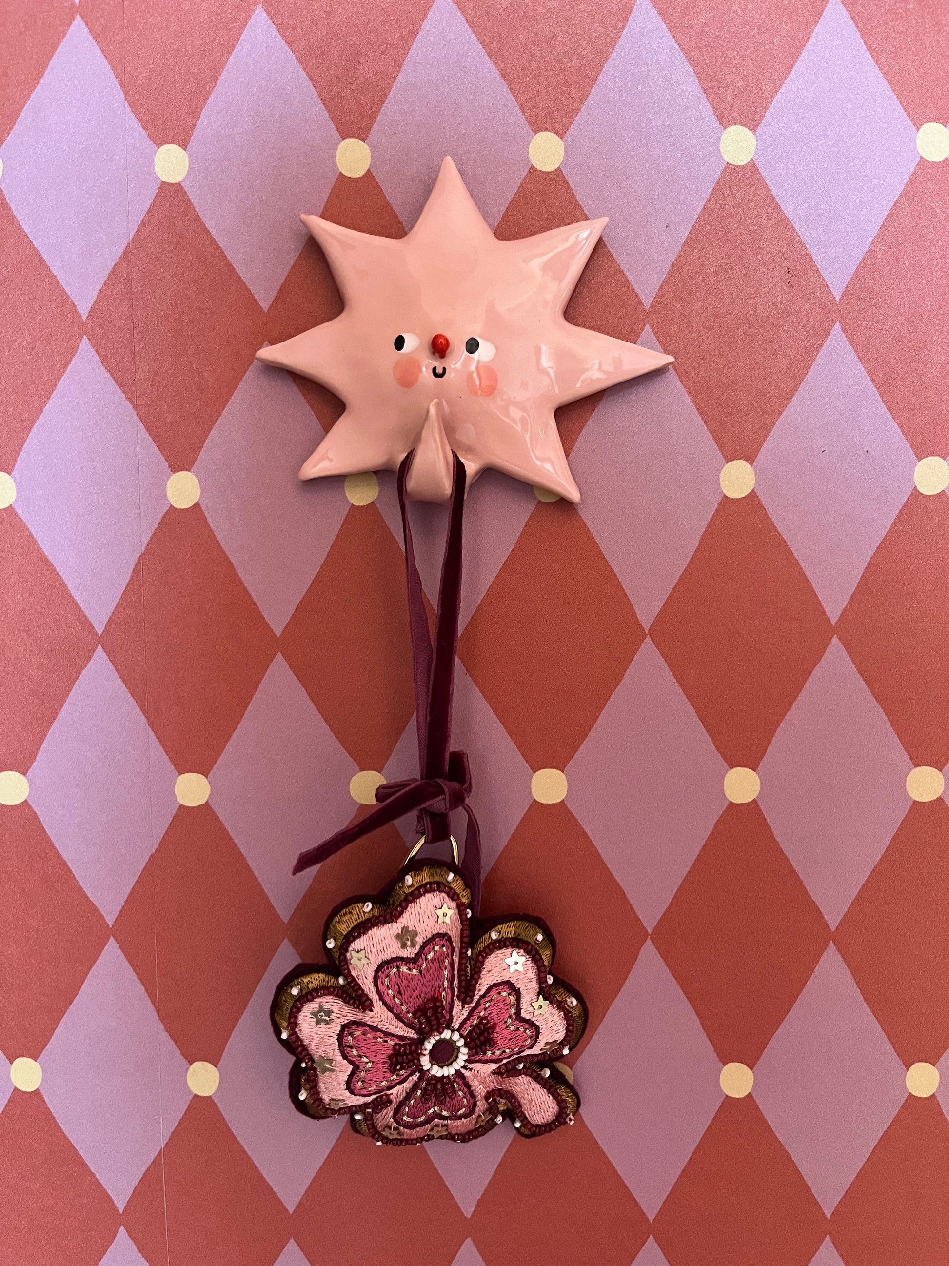 All The Luck In The World stoffen ornament klaver met velvet lint
