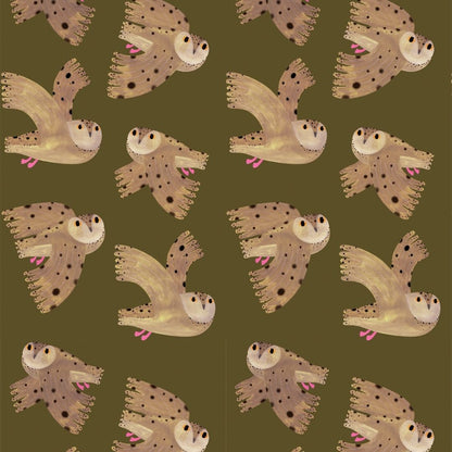 Kinderbehang Meet me at the Wall - Owl - Fern - Aniek Bartels