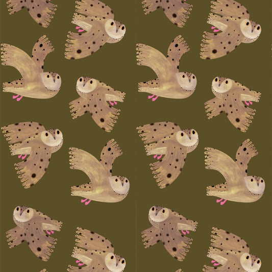 Kinderbehang Meet me at the Wall - Owl - Fern - Aniek Bartels