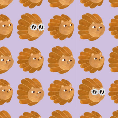 Behangstaal Meet me at the Wall - Lion head - Lilac - Aniek Bartels