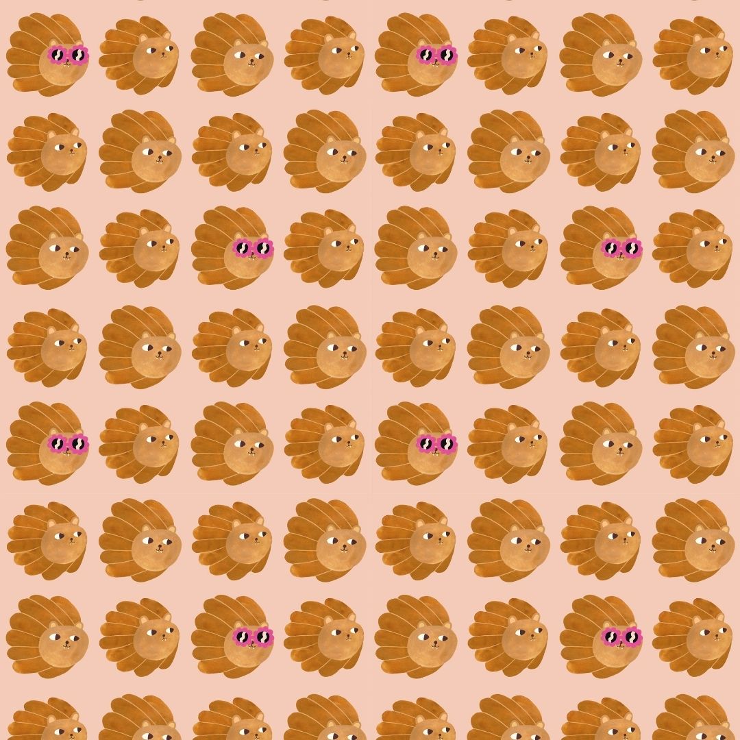 Kinderbehang Meet me at the Wall - Lion head - Pale Pink - Aniek Bartels