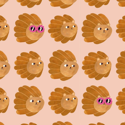 Kinderbehang Meet me at the Wall - Lion head - Pale Pink - Aniek Bartels