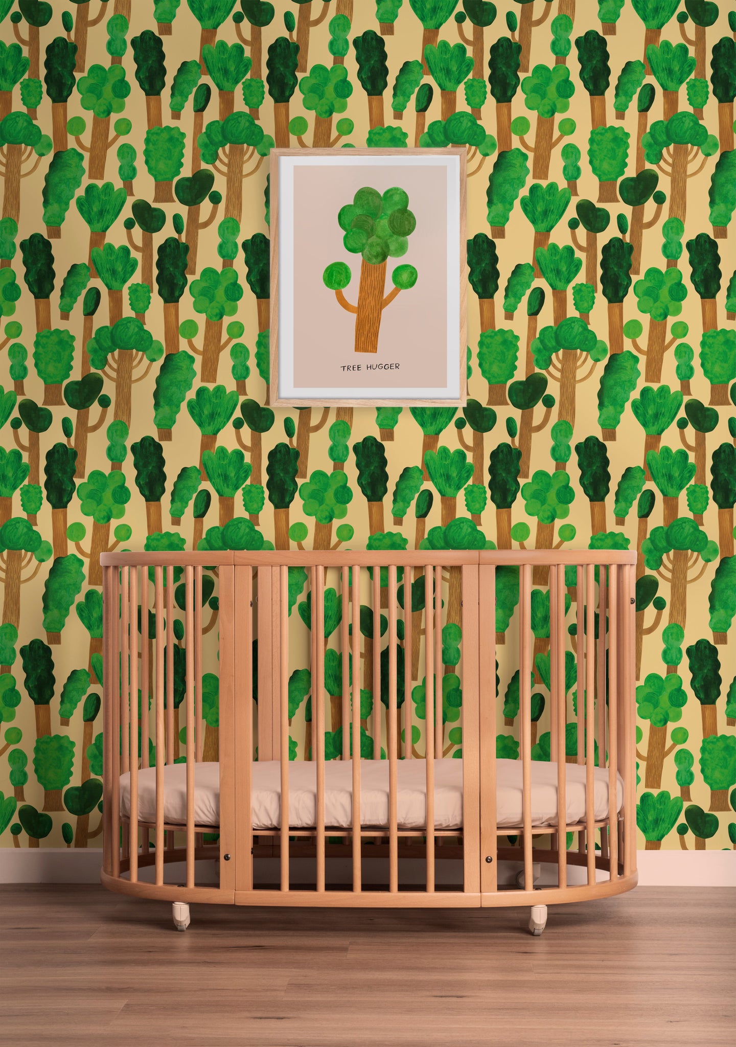 Kinderbehang Meet me at the Wall - Trees - Butter Yellow - Aniek Bartels