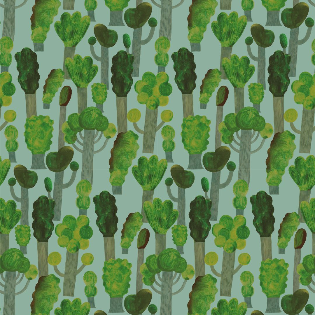 Kinderbehang Meet me at the Wall - Trees - Sky Blue - Aniek Bartels