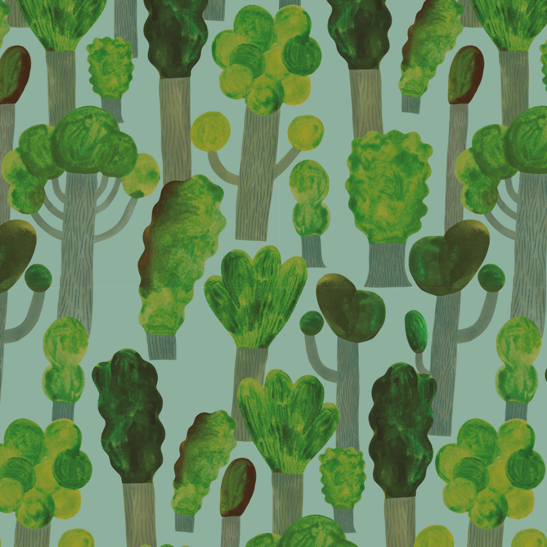 Kinderbehang Meet me at the Wall - Trees - Sky Blue - Aniek Bartels