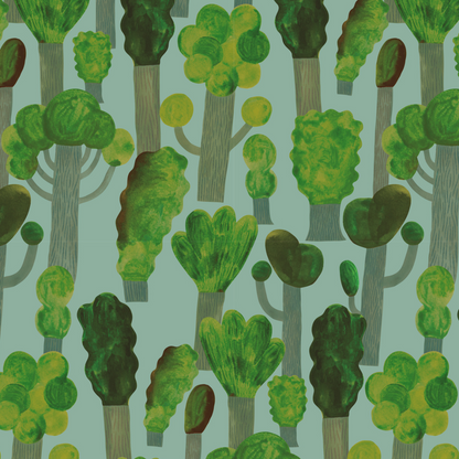 Kinderbehang Meet me at the Wall - Trees - Sky Blue - Aniek Bartels