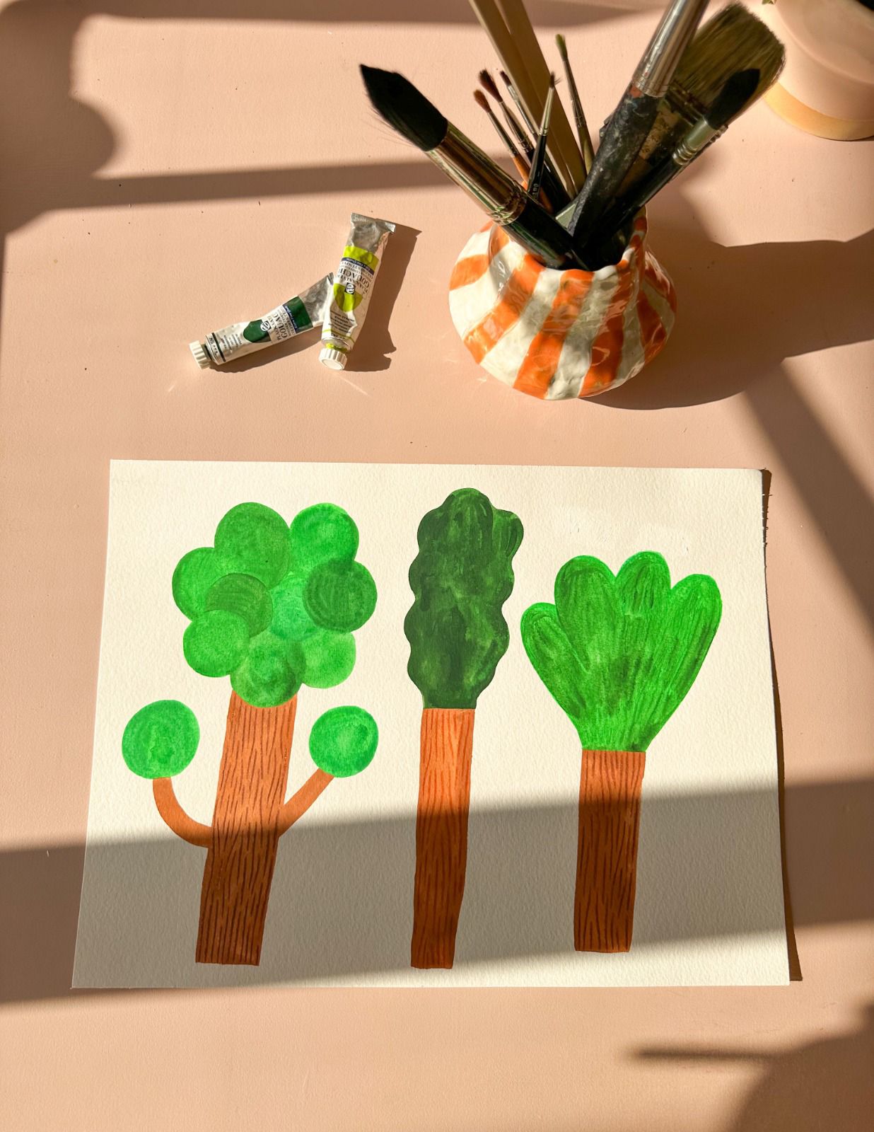 Kinderbehang Meet me at the Wall - Trees - Sky Blue - Aniek Bartels