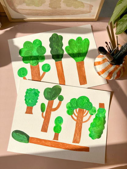 Kinderbehang Meet me at the Wall - Trees - Sky Blue - Aniek Bartels