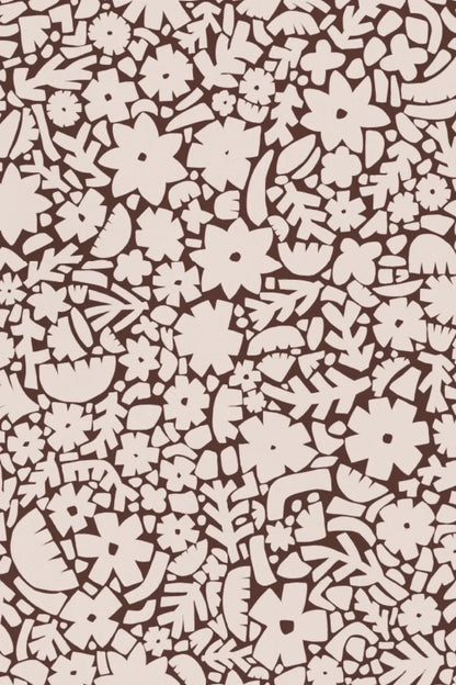 Behang Meet Me at the Wall -  Flowerfield Brown - Naturel Noord
