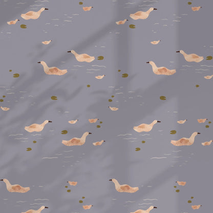 Behangstaal Meet Me at the Wall -  Ducks Smokey Periwinkle - Lotte Dirks