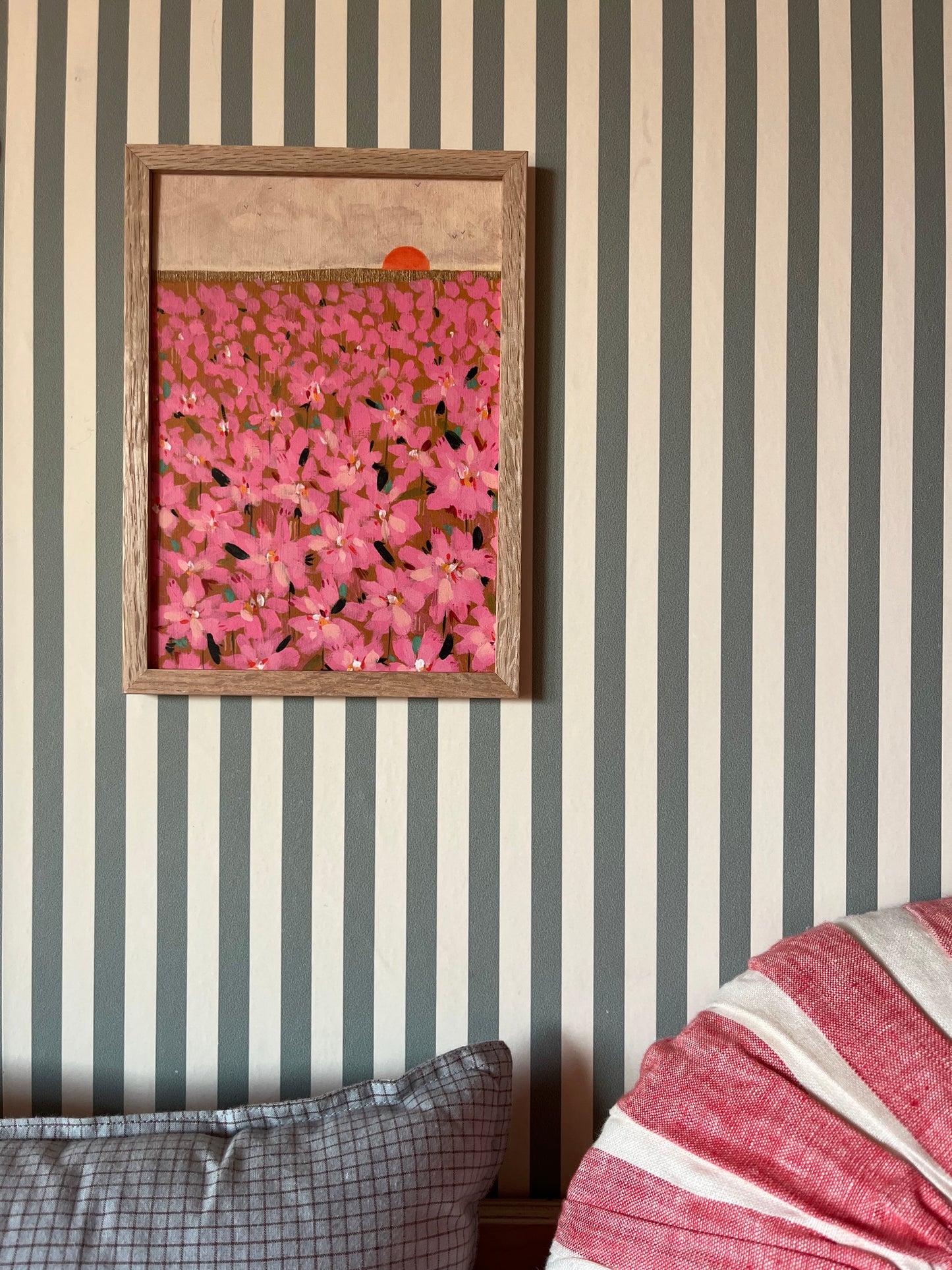 Flower Landscape met eiken lijst / passe partout - Joëlle Wehkamp