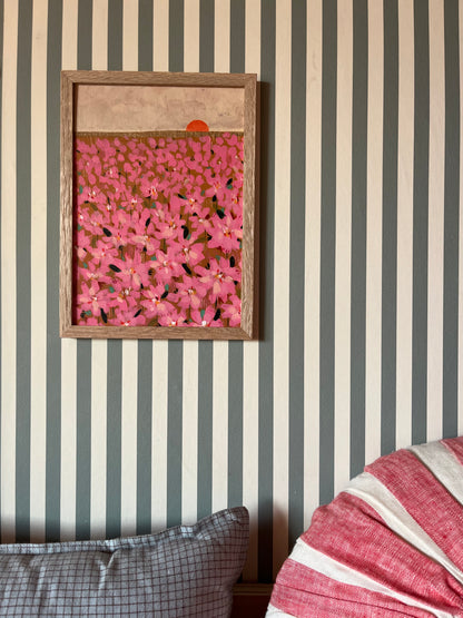Flower Landscape met eiken lijst / passe partout - Joëlle Wehkamp