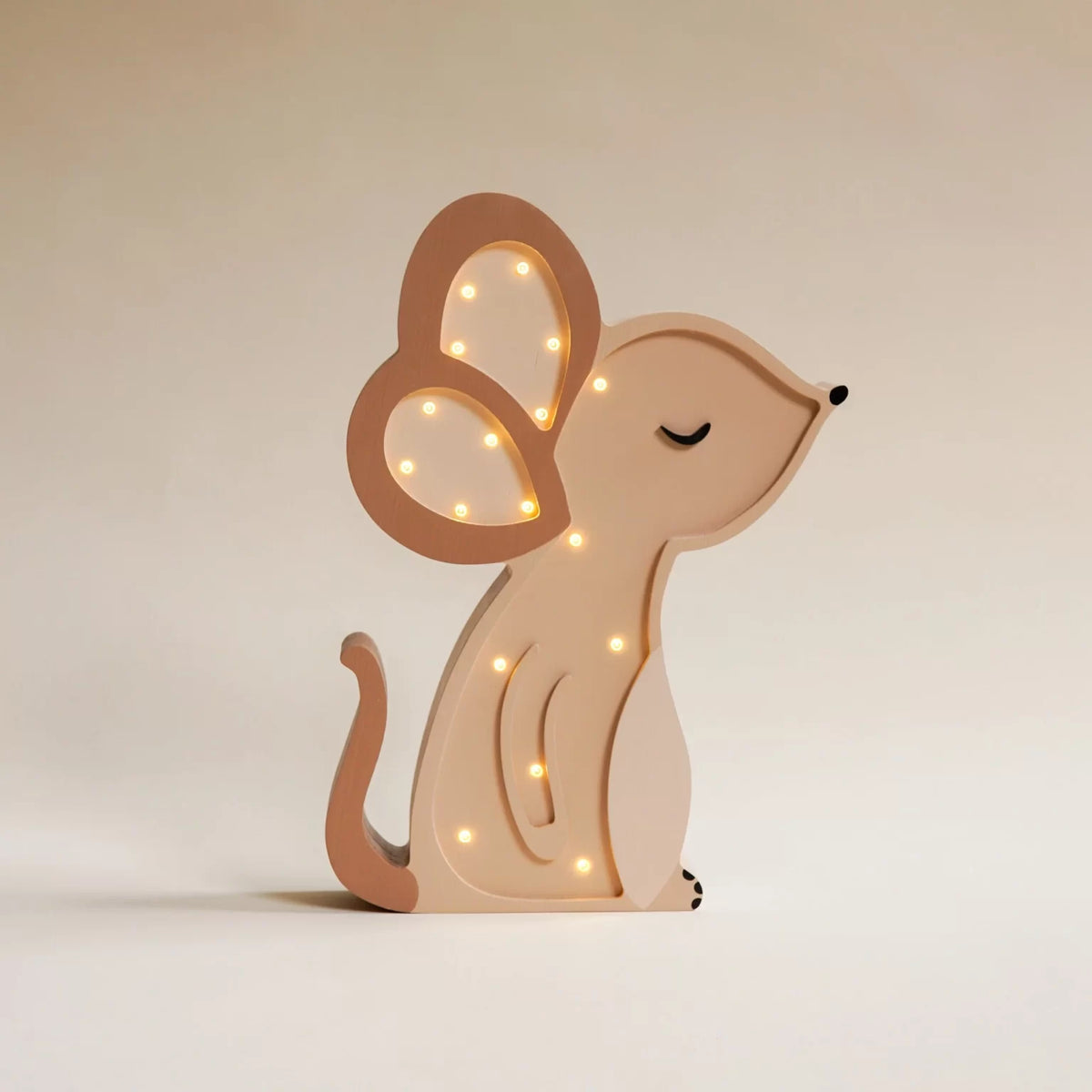 roomGAGA houten muis lamp handgemaakt duurzaam detailopname
